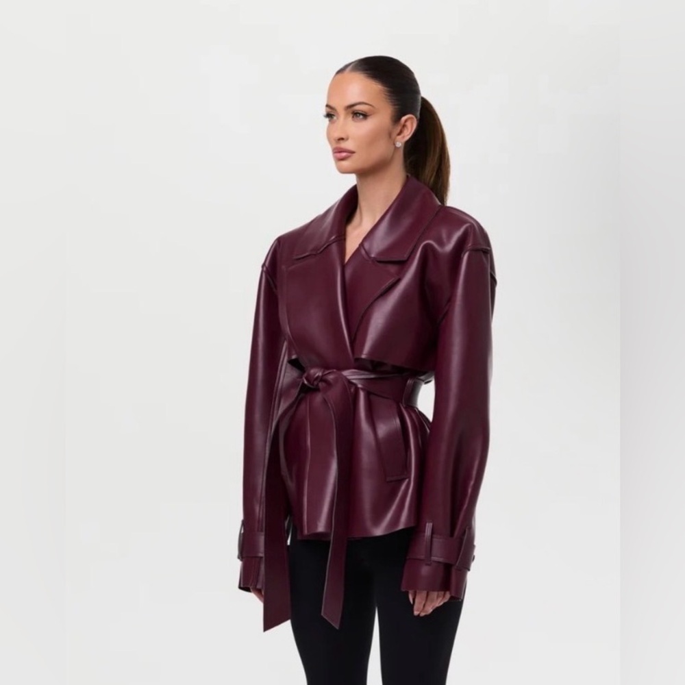Naked Wardrobe Deep Burgundy faux Leather Jacket - Picture 2 of 3